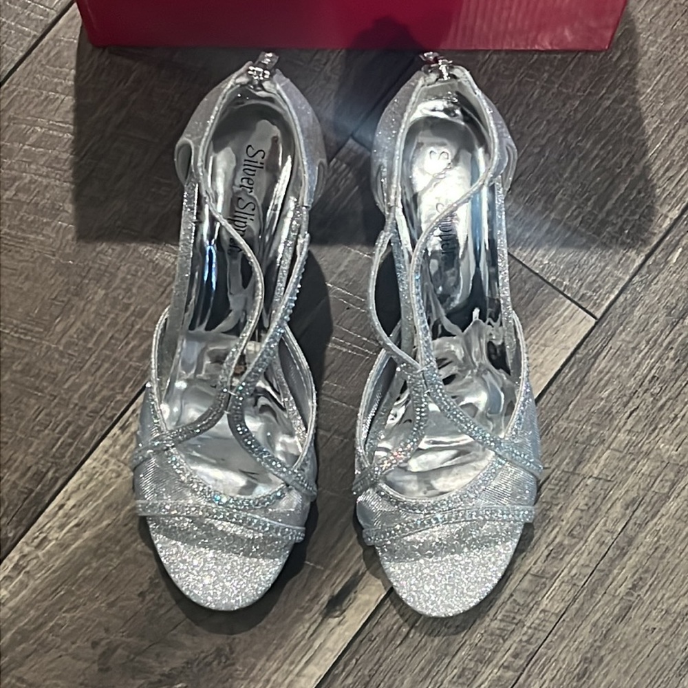 Authentic Silver Slipper Silver Evening Formal He… - image 3